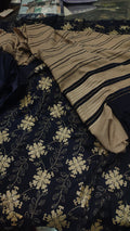 3pc strips velvet line blue dhankh